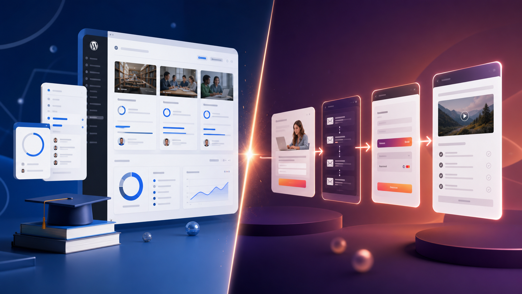 Summary graphic for Systeme.io vs LearnDash in 2026: Which Setup Fits Course Funnels Better? showing a comparison between LearnDash and Systeme.io in 2026.